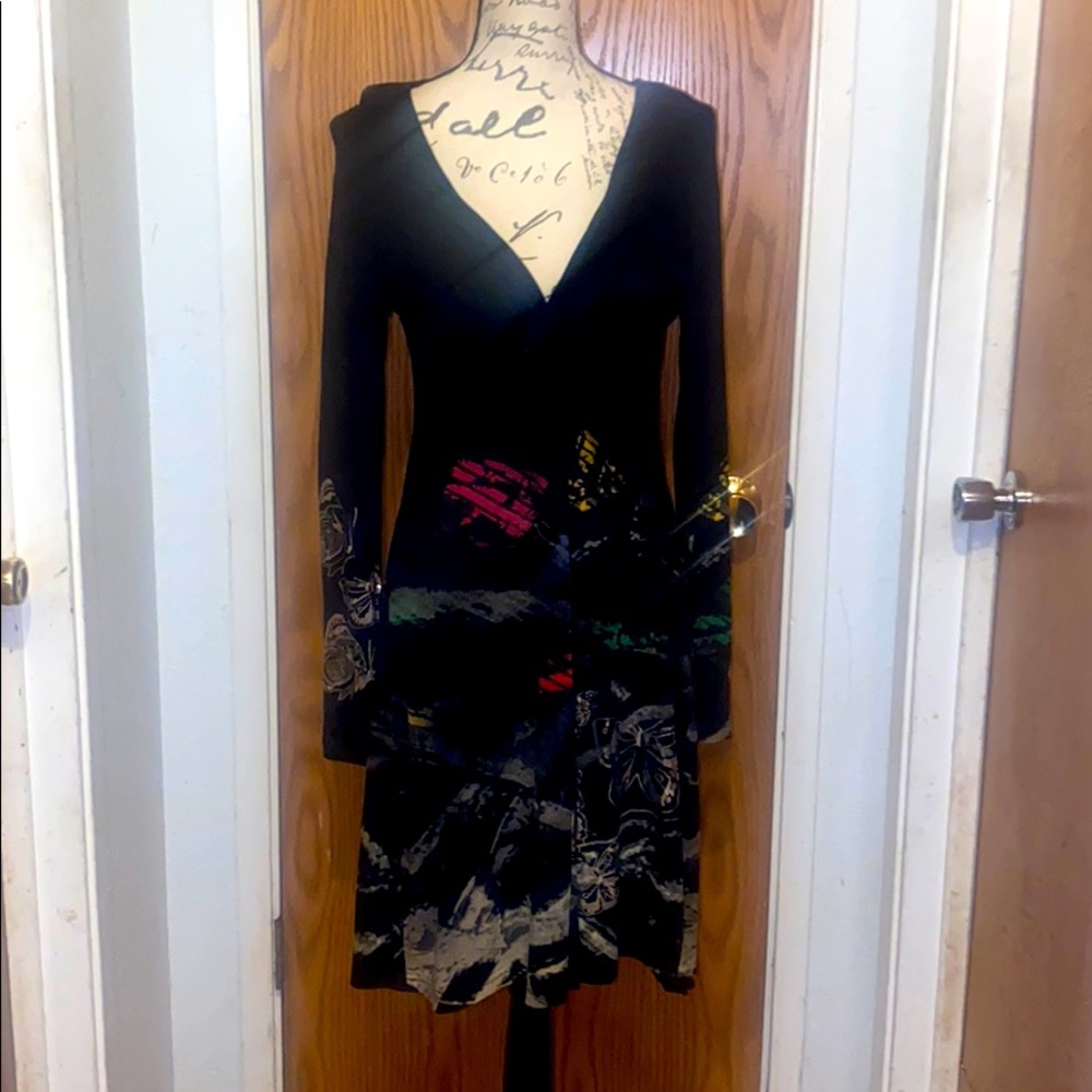 desigual multicolor artsy butterfly dress